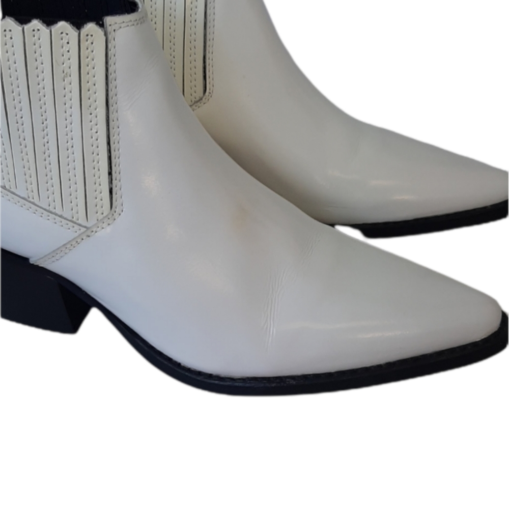 MNG WHITE LEATHER ANKLE BOOTS - Picture 5 of 11